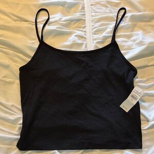 American Eagle Outfitters Black Ribbed Cropped Tank